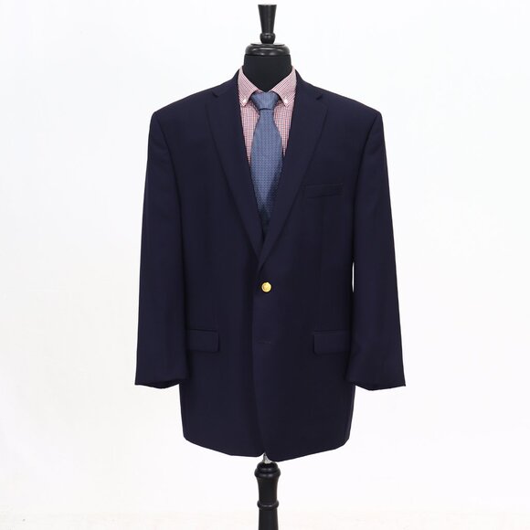 Ralph Lauren 48L Navy Solid 2-Button Sport Coat Blazer Jacket G712